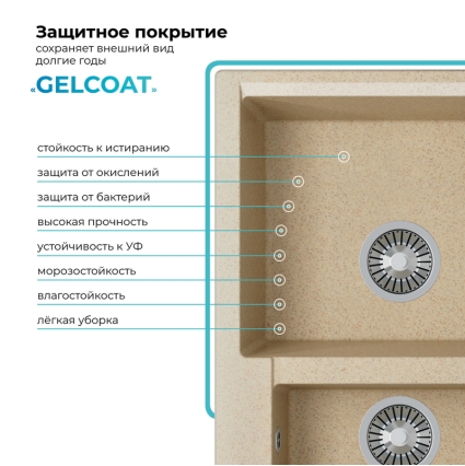 Мойка кухонная POLYGRAN BRIG 620 (опал №328)